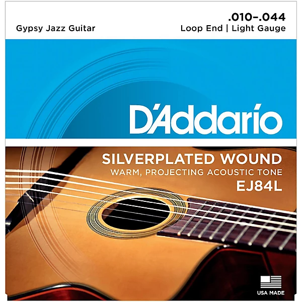 EJ84L Gypsy Jazz Silver Wound Loop End Light Guitar Strings