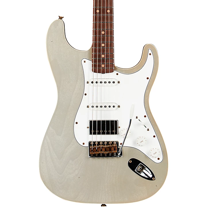 Fender Custom Shop Limited Edition Double Bound HSS Stratocaster Journeyman Relic Electric Guitar Aged Inca Silver