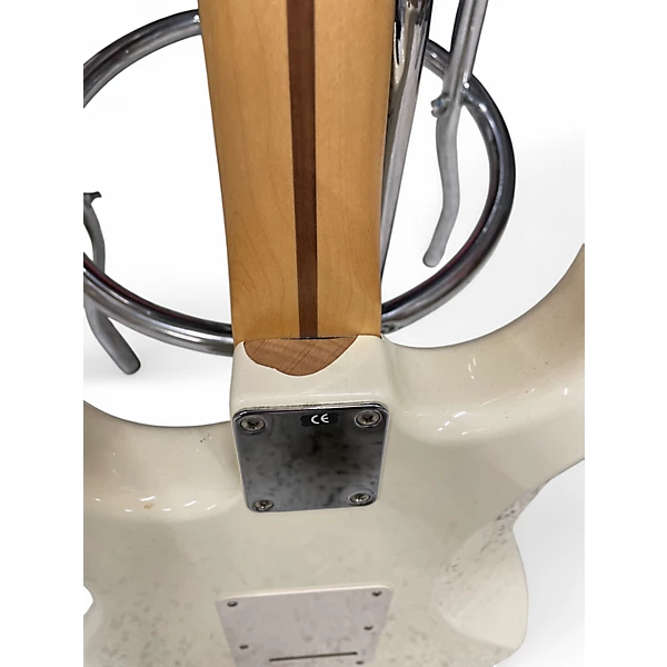 Used 2000s Fender MEXICAN STRAT Olympic White Solid Body Electric Guitar