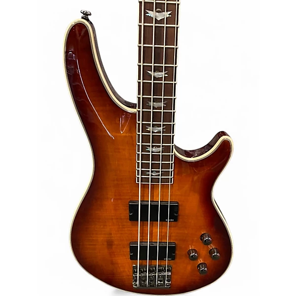 Used Schecter Guitar Research Omen Extreme 4 String DARKWOOD  Electric Bass Guitar