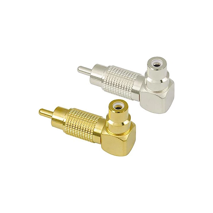 RCA Male to RCA Female Right Angle Adapter Nickel