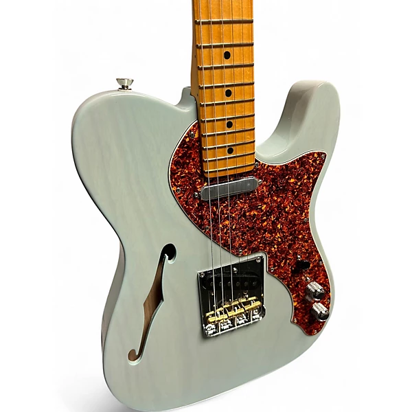 Used Fender American Professional II Telecaster Thinline Limited Edition Transparent Daphne Blue Hollow Body Electric Guitar