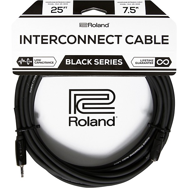 Black Series 35mm TRS Male to Female Headphone Extension Cable 25 ft Black