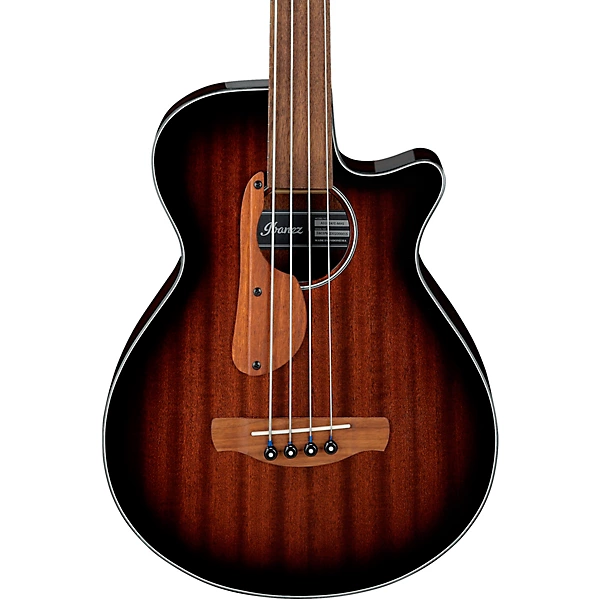 AEGB24FE Fretless Auditorium Acoustic Electric Bass Guitar Mahogany Sunburst