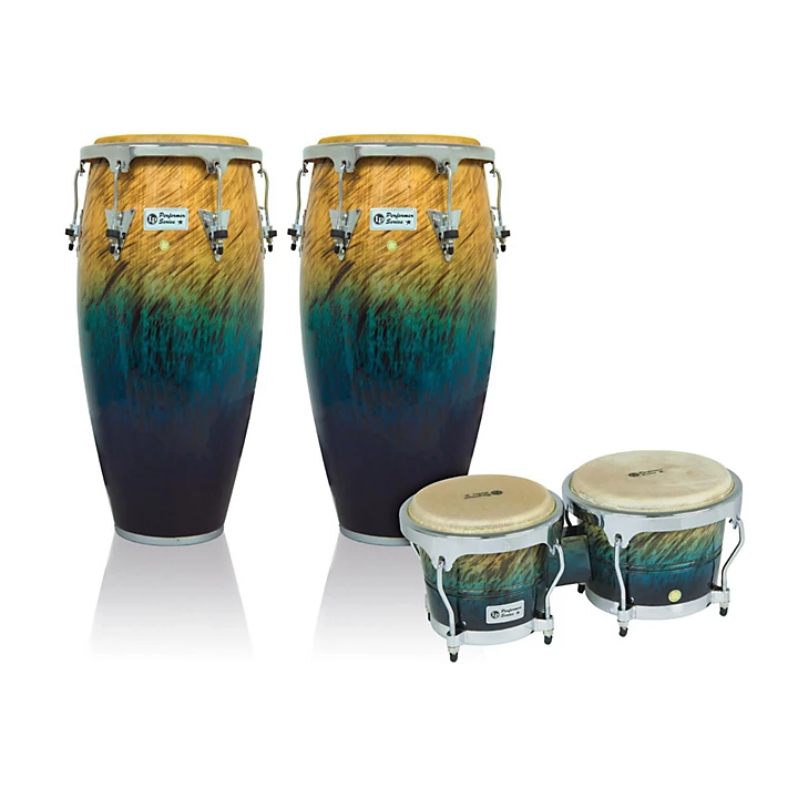 LP Performer Series 2 Piece Conga and Bongo Set with Chrome Hardware Blue Fade