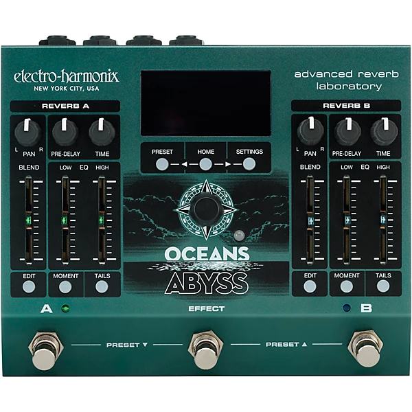 Oceans Abyss Advanced Reverb Laboratory Effects Pedal Green