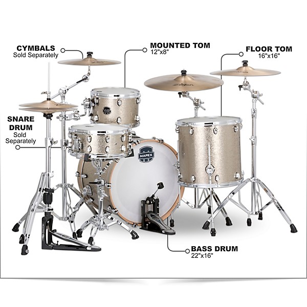 Open Box Mapex Saturn V Tour 3 Piece Shell Pack with 22 in. Bass Drum Level 1 Vintage Sparkle