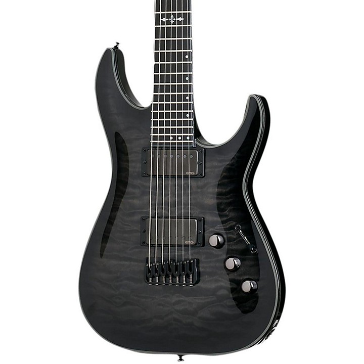 Schecter Guitar Research Hellraiser Hybrid C 7 7 String Electric Guitar Transparent Black Burst