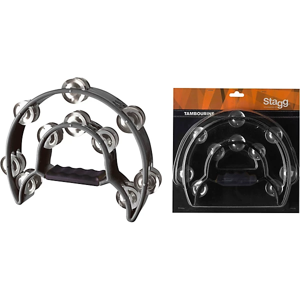 Cutaway Tambourine with 20 Jingles Black