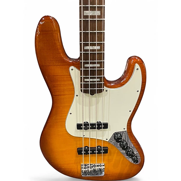 Fender Used 2013 Fender American Select Jazz Bass Honey Burst Electric Bass Guitar.gc