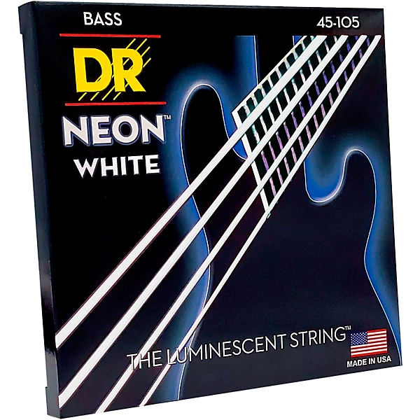 Hi Def NEON White Coated Medium 4 String Bass Strings