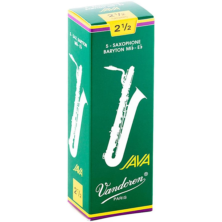 Java Green Baritone Saxophone Reeds Strength 25 Box of 5
