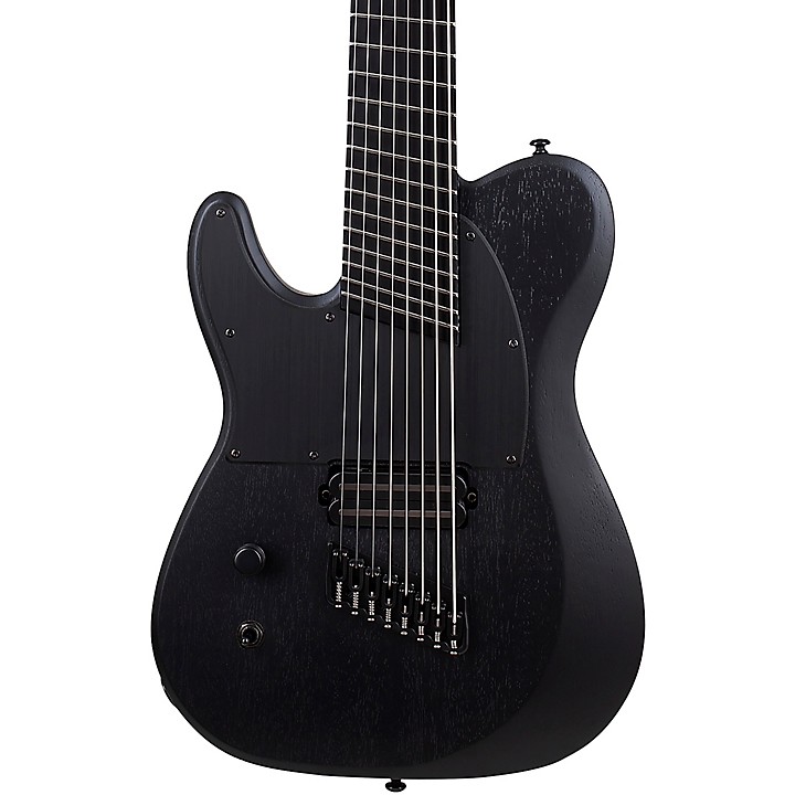 Schecter Guitar Research PT 8 MS Black Ops Left Handed Electric Guitar Satin Black Open Pore
