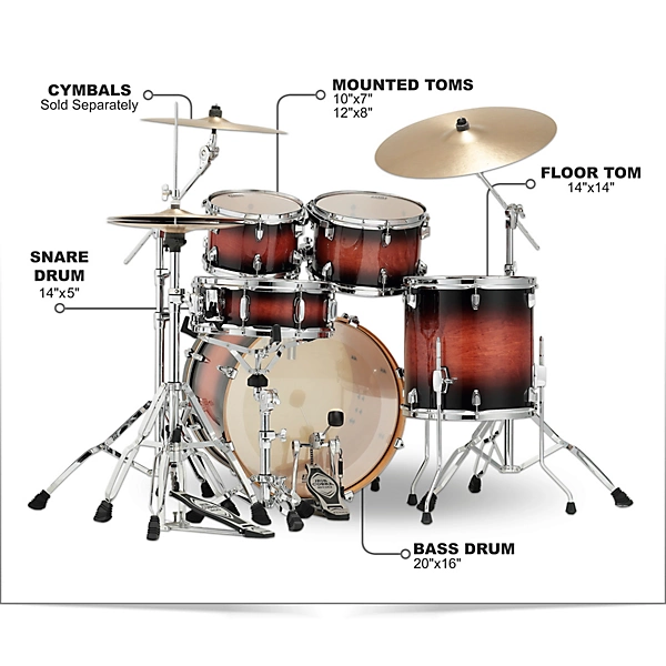 Superstar Classic 5 Piece Shell Pack With 20 Bass Drum Mahogany Burst