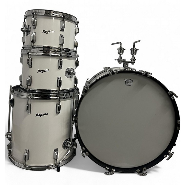 Vintage 1970s Rogers 4 piece Holiday Series White Drum Kit
