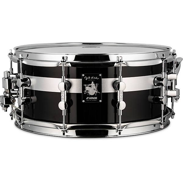 SONOR Jost Nickel Beech Snare Drum, Gloss Black With Stripe, 14x6.5\