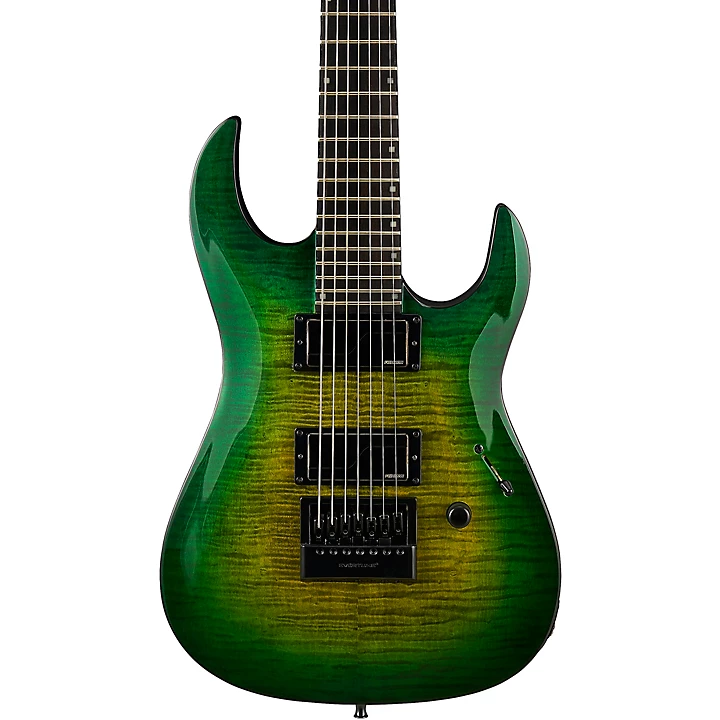 Andy James Signature 7 String EverTune Electric Guitar Trans Green Burst