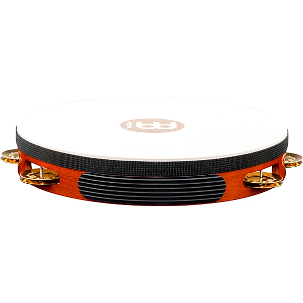 Traditional Goat Skin Wood Tambourine Single Row Brass Jingles