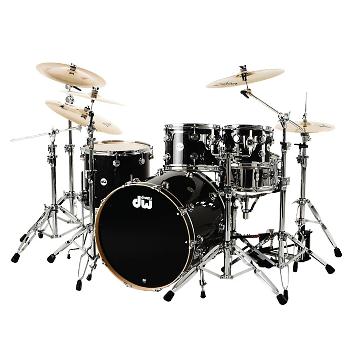 Collectors Series 4 Piece Shell Pack with 23 Bass Drum Black Ice Chrome Hardware