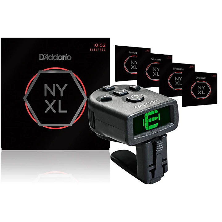 NYXL1052 Electric Guitar Strings 5 Pack with FREE NS Micro Headstock Tuner