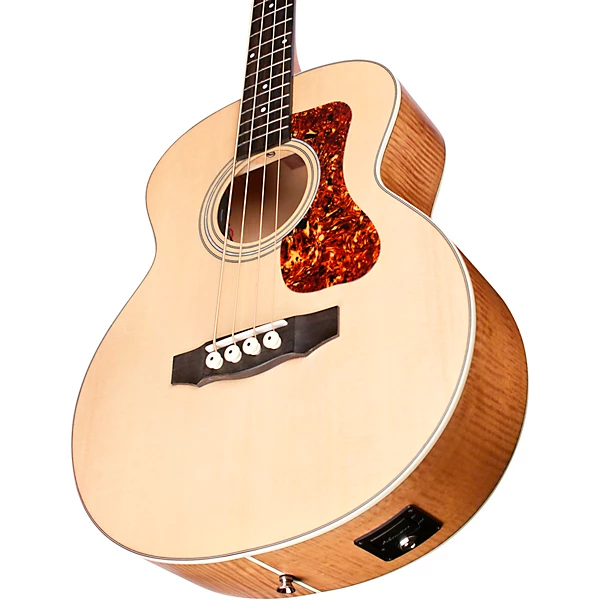 Jumbo Junior Acoustic Electric Bass Guitar Flame Maple