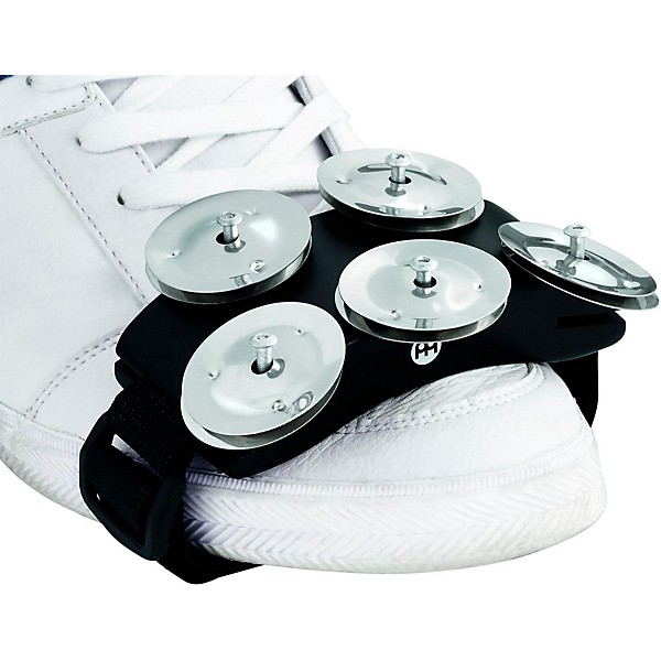 Cajon Foot Tambourine with Steel Jingles Black