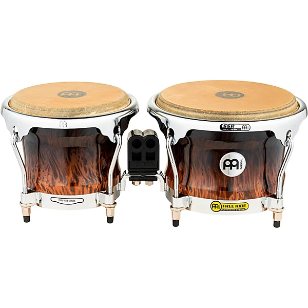 Free Ride Series High Gloss Wood Bongos Brown Burl 7 in and 8 1 2 in