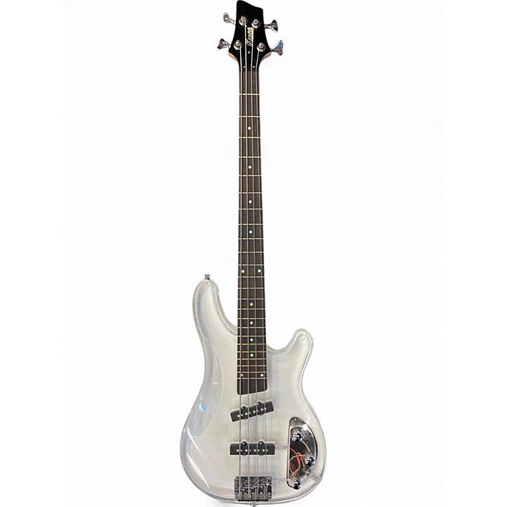 Used Ktone 4 STRING STANDARD BASS Clear Electric Bass Guitar