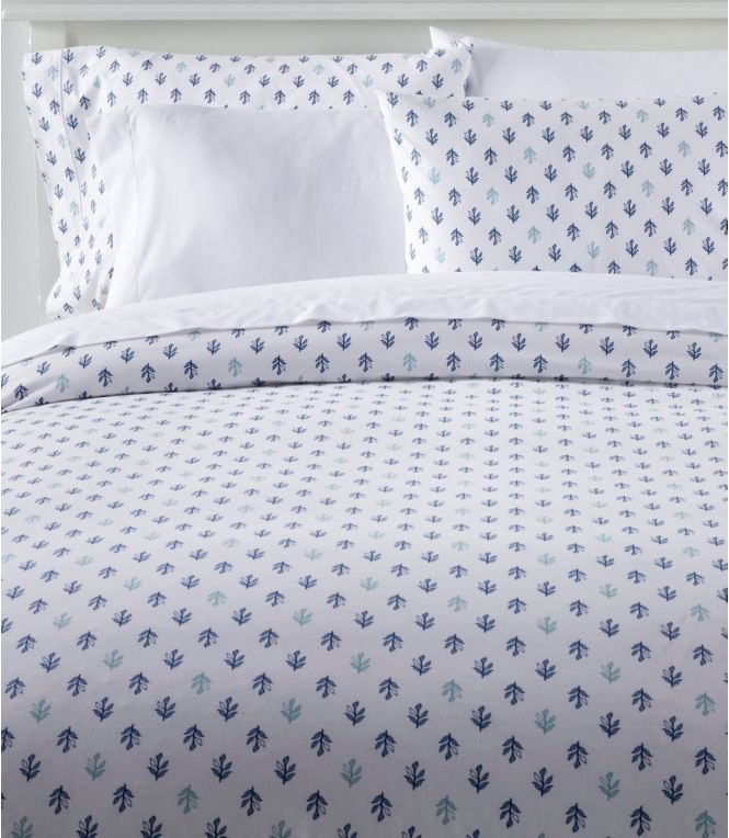 Sunwashed Percale Comforter Cover, Leaf Print