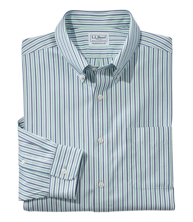Men's Wrinkle-Free Pinpoint Oxford Cloth Shirt, Traditional Fit Stripe
