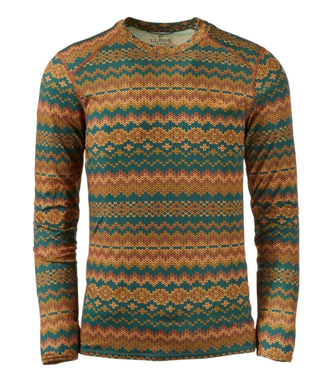 Men's L.L.Bean Lightweight Crew Base Layer, Long-Sleeve Print