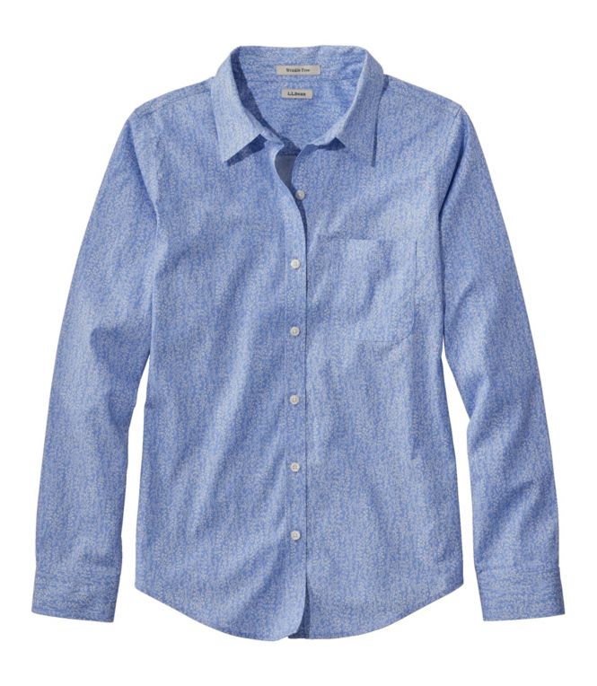 Women's Wrinkle-Free Pinpoint Oxford Shirt, Relaxed Fit Long-Sleeve Print