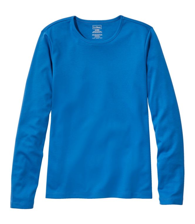 Women's Pima Cotton Tee, Long-Sleeve Crewneck