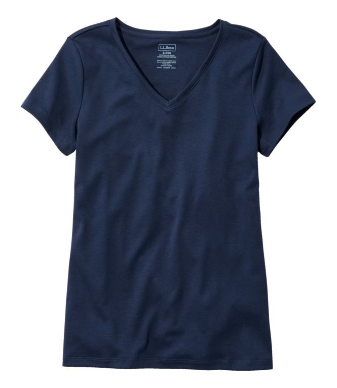 Women's Pima Cotton Shaped V-Neck, Short-Sleeve