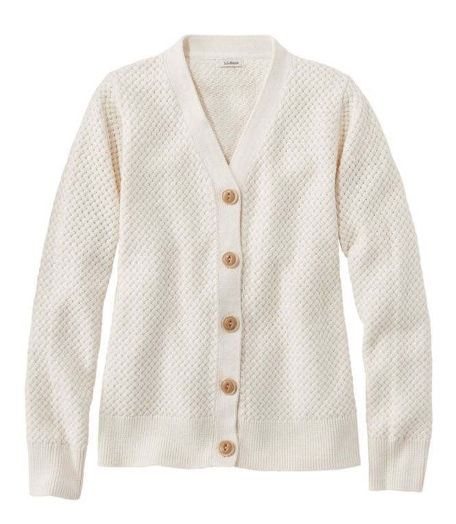 Women's Basketweave Sweater, Button-Front Cardigan