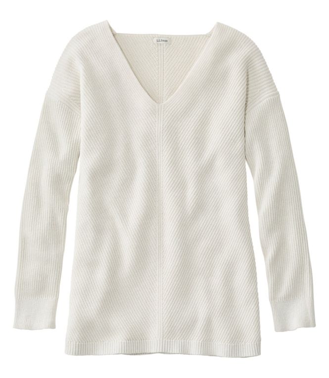 Women's Cotton Shaker-Stitch Sweater, V-Neck