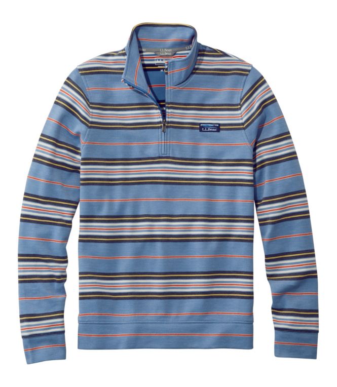 Men's Comfort Stretch Piqué Quarter Zip Pullover, Long-Sleeve, Stripe