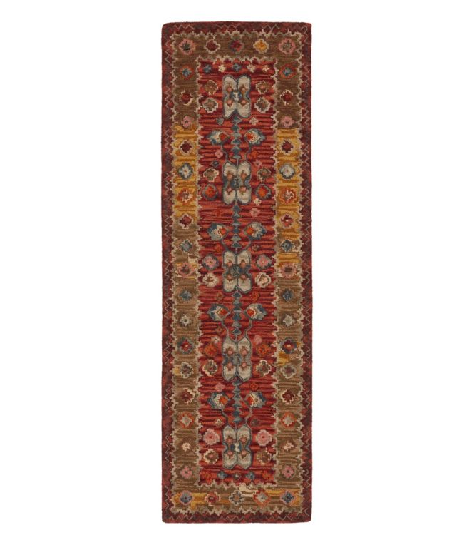Double Border Wool Hooked Runner, Sienna Multi