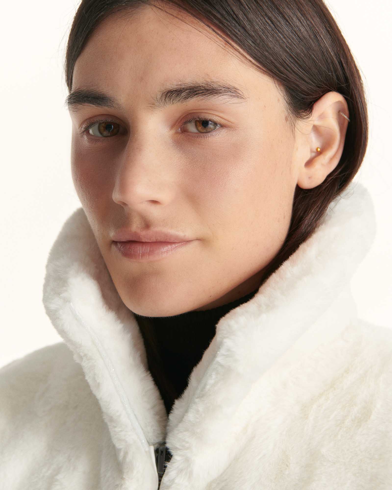 Down jacket with crystals Swarovski®️ sleeveless reversible Grand Froid White Daria