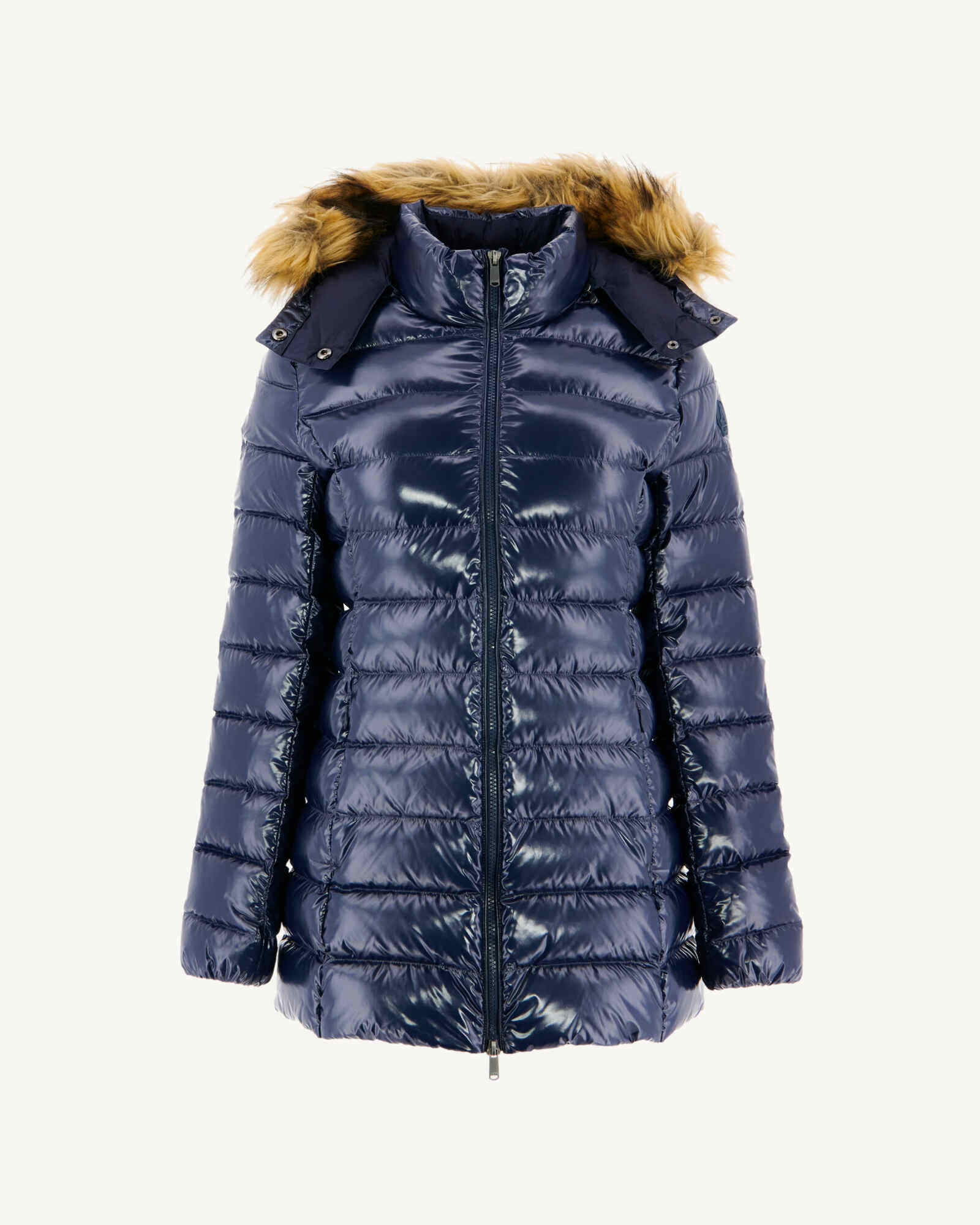 Down jacket mid-length lacquered Grand Froid Marine Perle