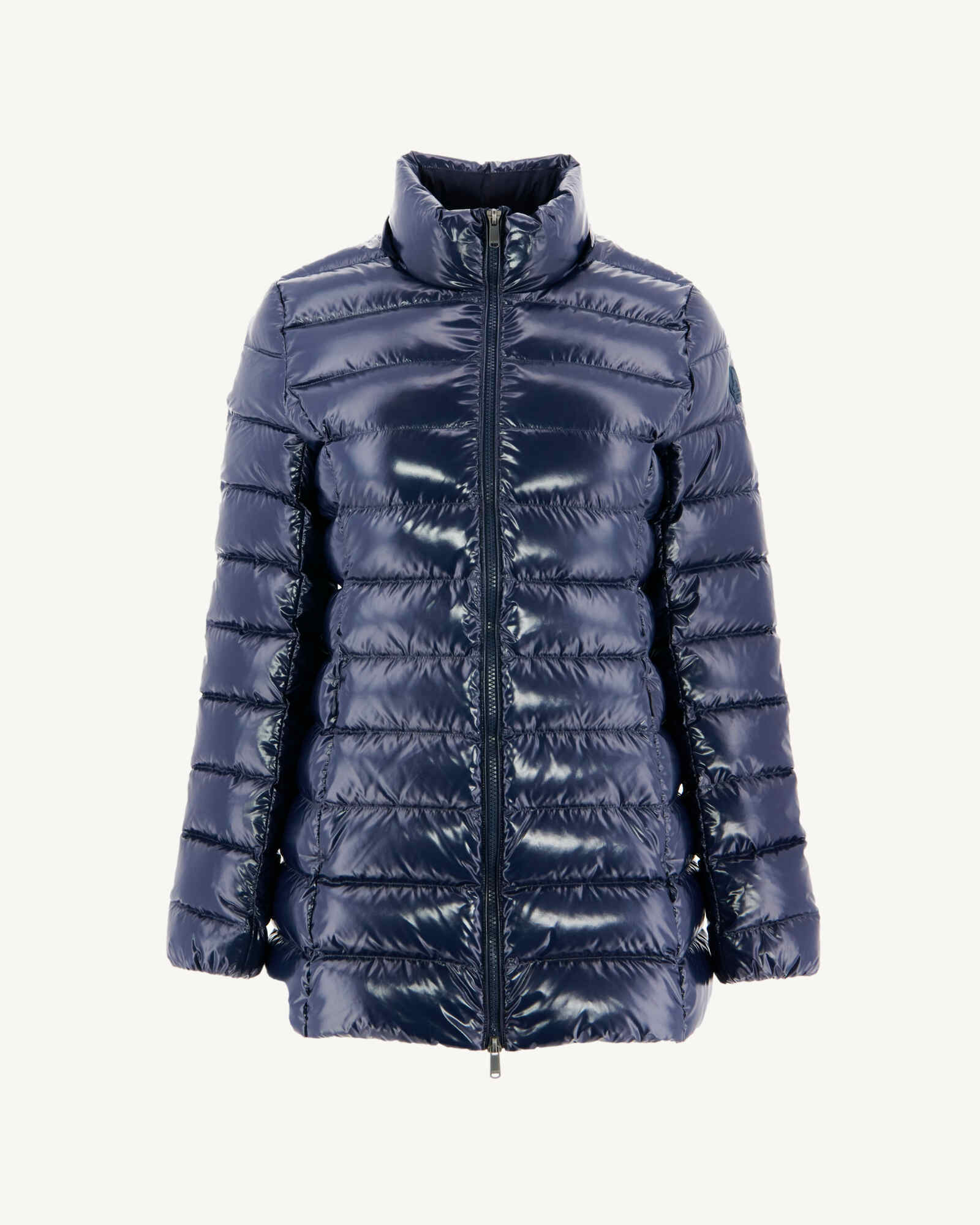 Down jacket mid-long lacquered Grand Froid Taupe Perle