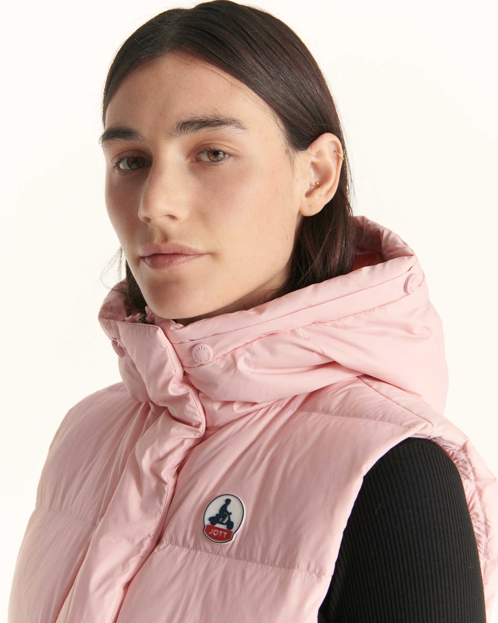 Down jacket sleeveless hooded Grand Froid Rose pêche Texas 2.0