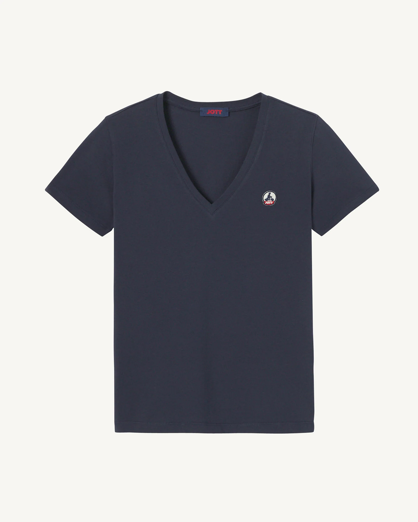 Plain V-neck T-shirt in organic cotton Navy Cancun 2.0