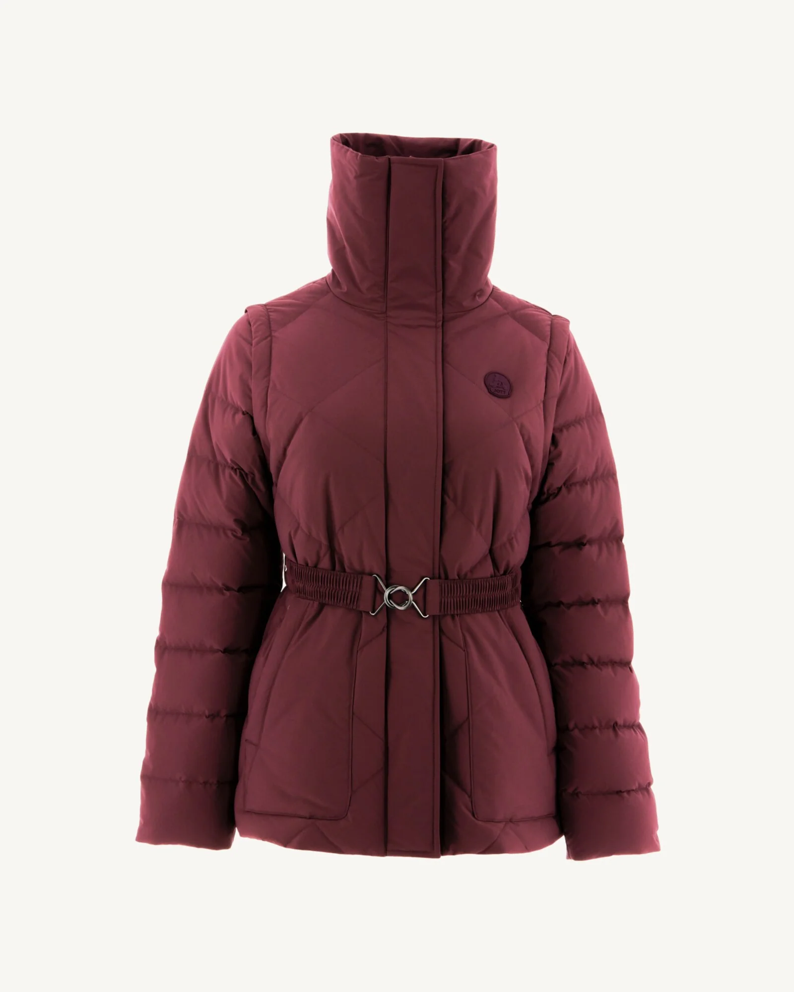 Down jacket removable sleeves Aubergine Anita
