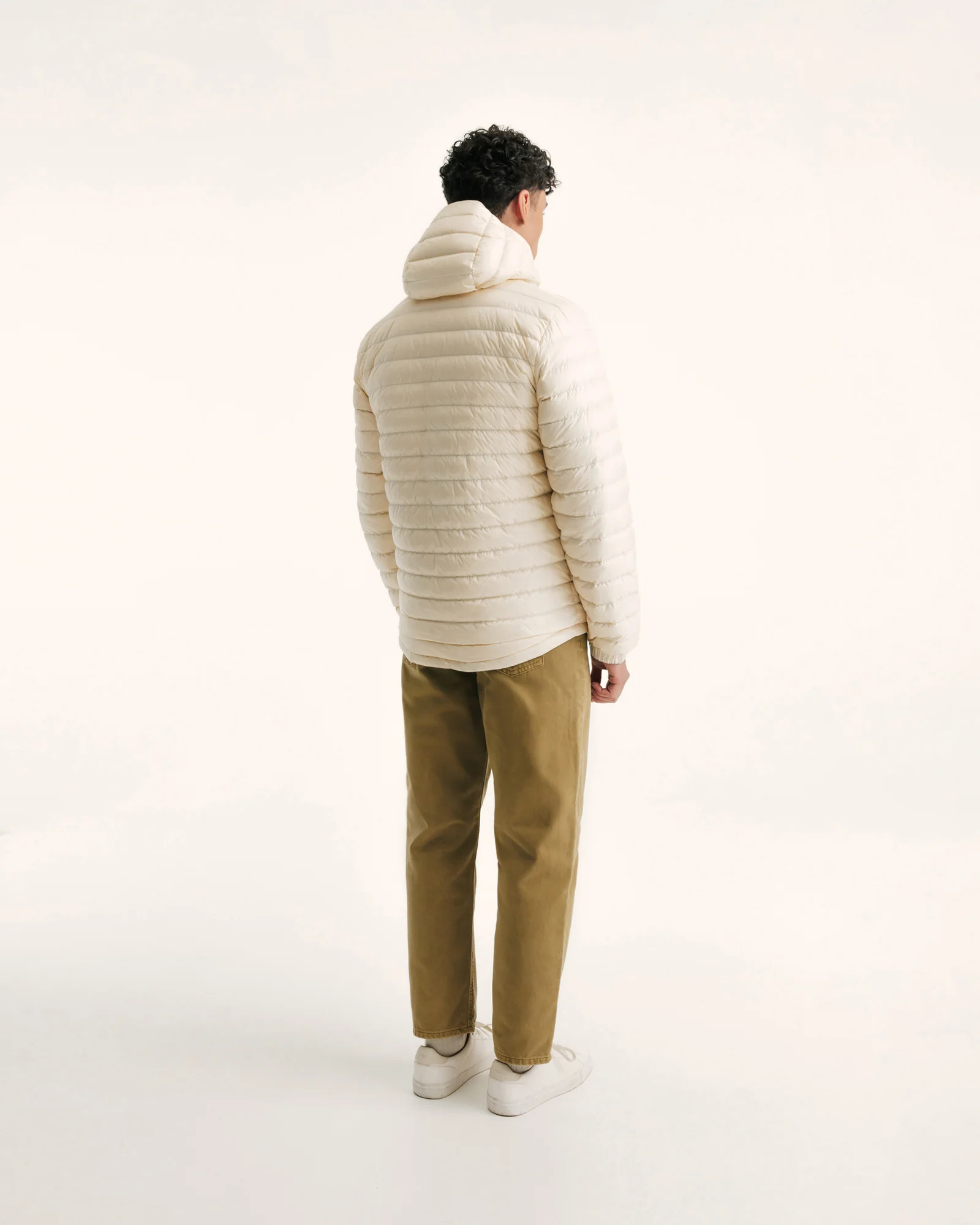 Down jacket reversible hooded Celadon green/Argile Bergen 2.0