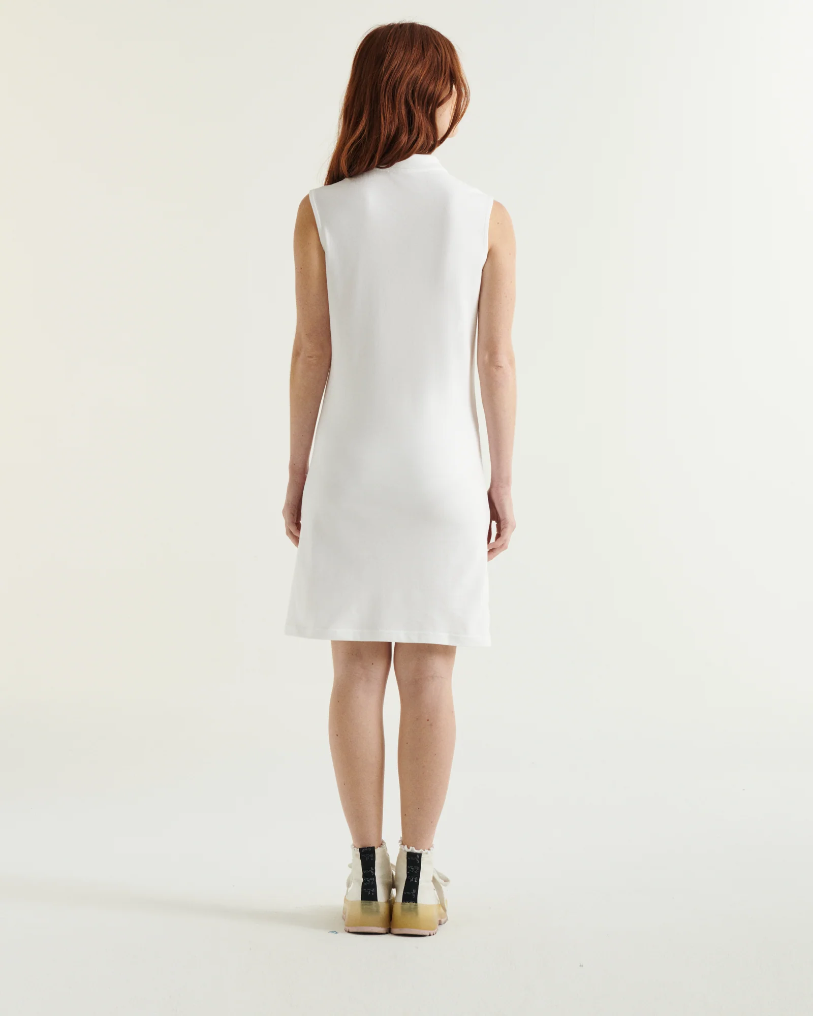 Sleeveless polo dress in organic cotton White Esmeralda