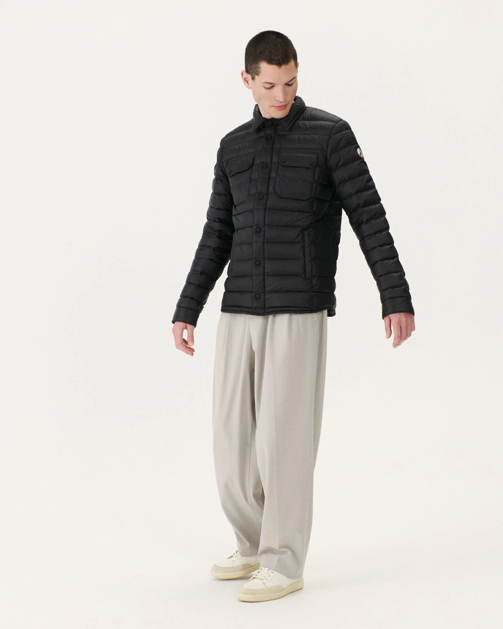 Light padded jacket with shirt collar Black Cris