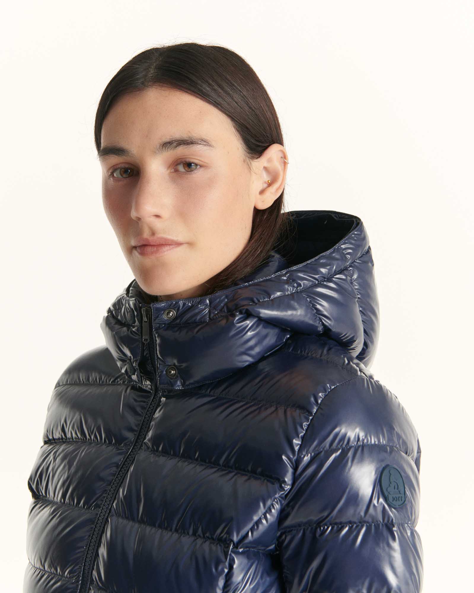 Down jacket mid-long lacquered Grand Froid Taupe Perle