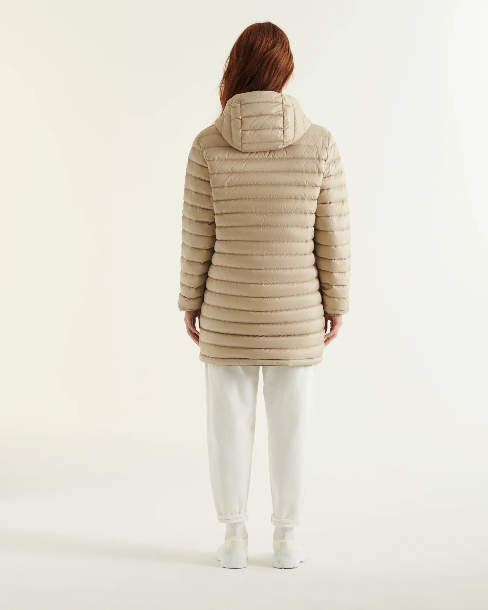 Down jacket long reversible Army/Beige Roma 2.0