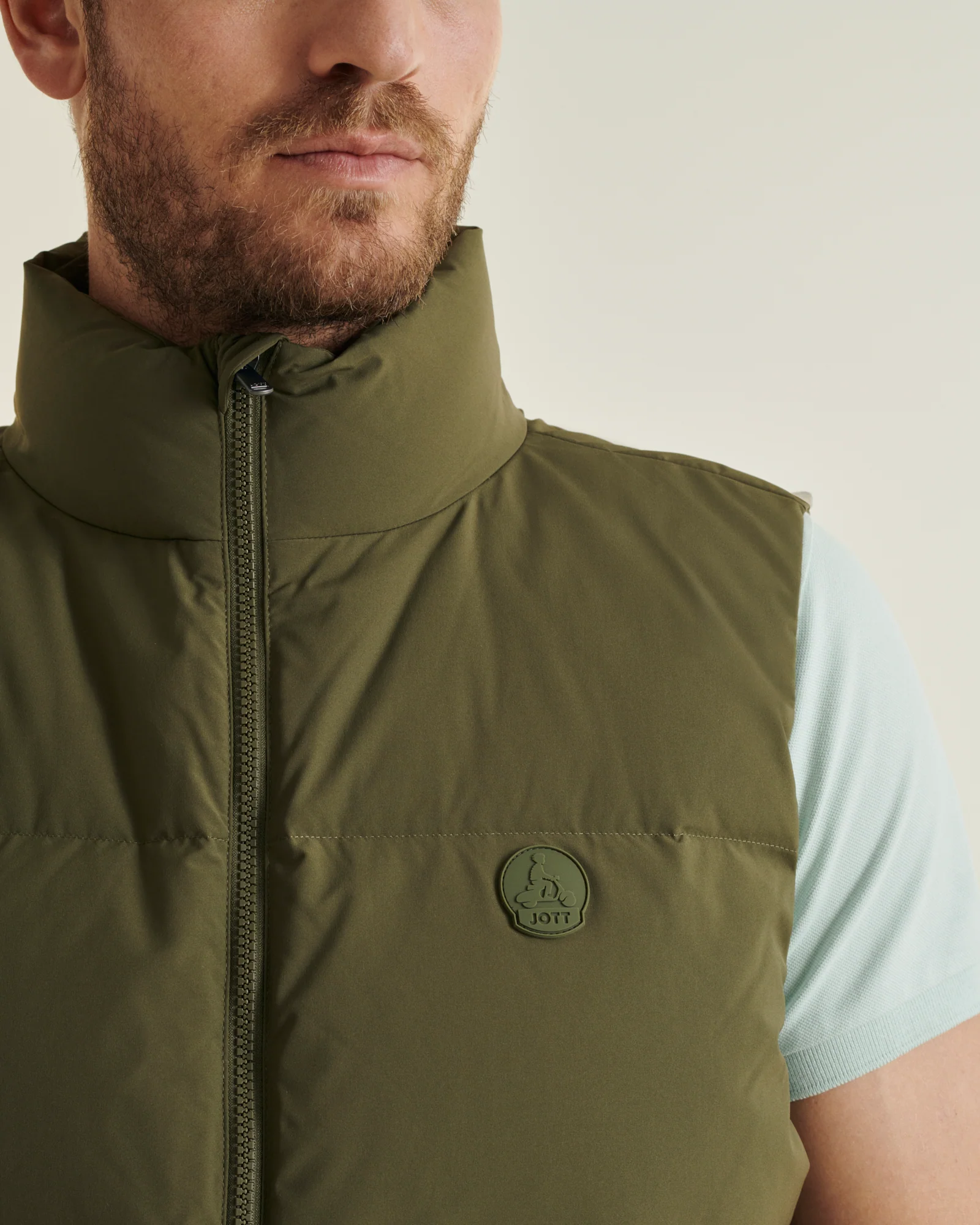 Down jacket mixed sleeveless 'Puffer' spirit Celadon green Nagano
